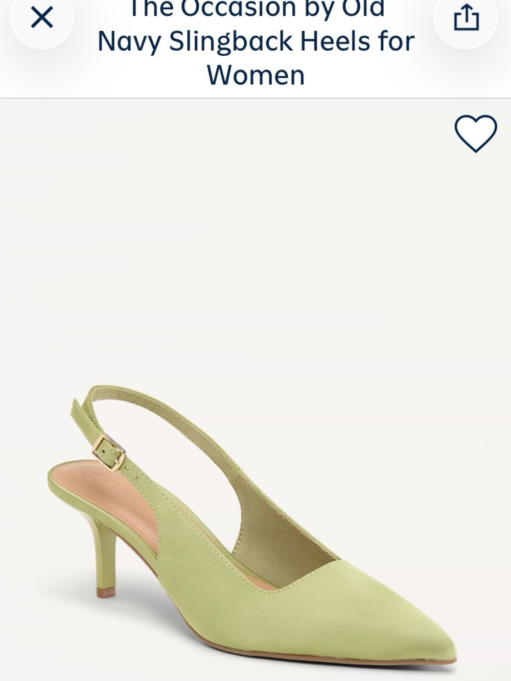 Old Navy Light Green Pointed Toe Slingback Kitten Heels